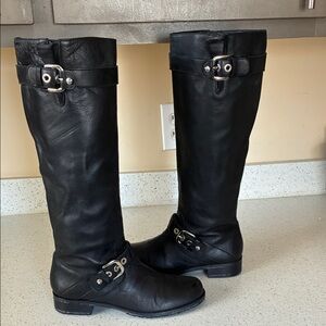 Stuart Weitzman Black Leather Winter Boots